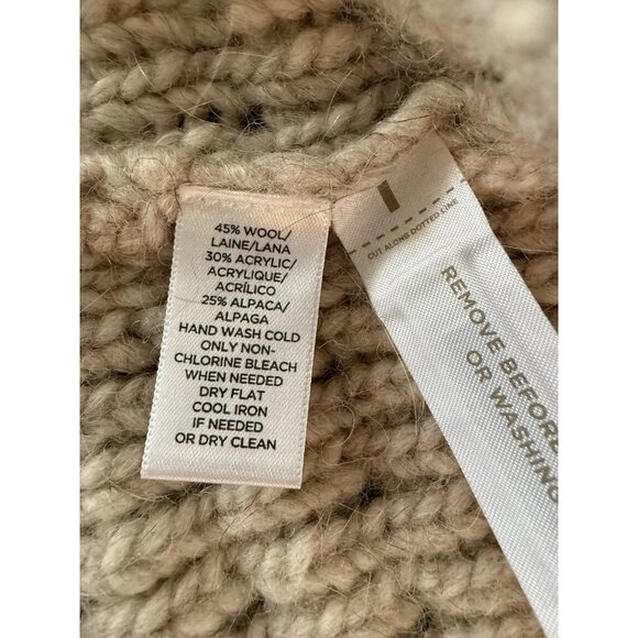 Ann Taylor Loft Cardigan M Oatmeal Front Long Wool Alpaca Chunky Knit Cottage - Picture 6 of 8